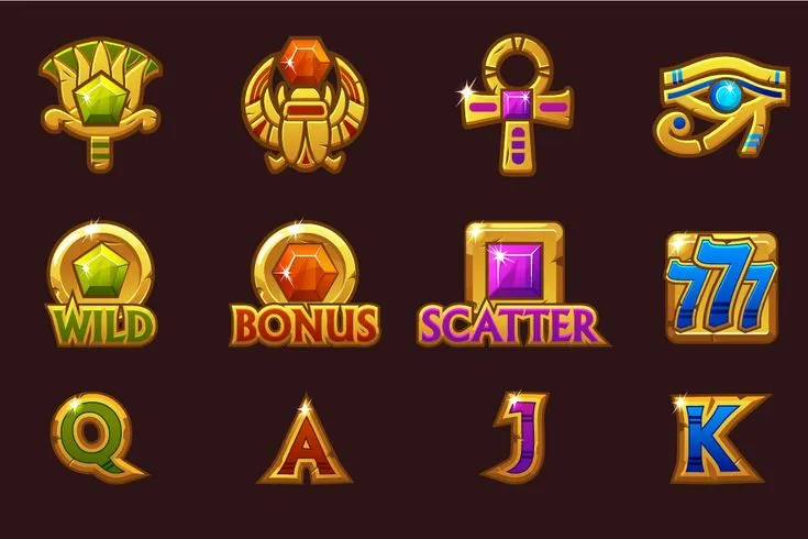 image depciting egyptian ancient letters illustrated as slot machine clip art